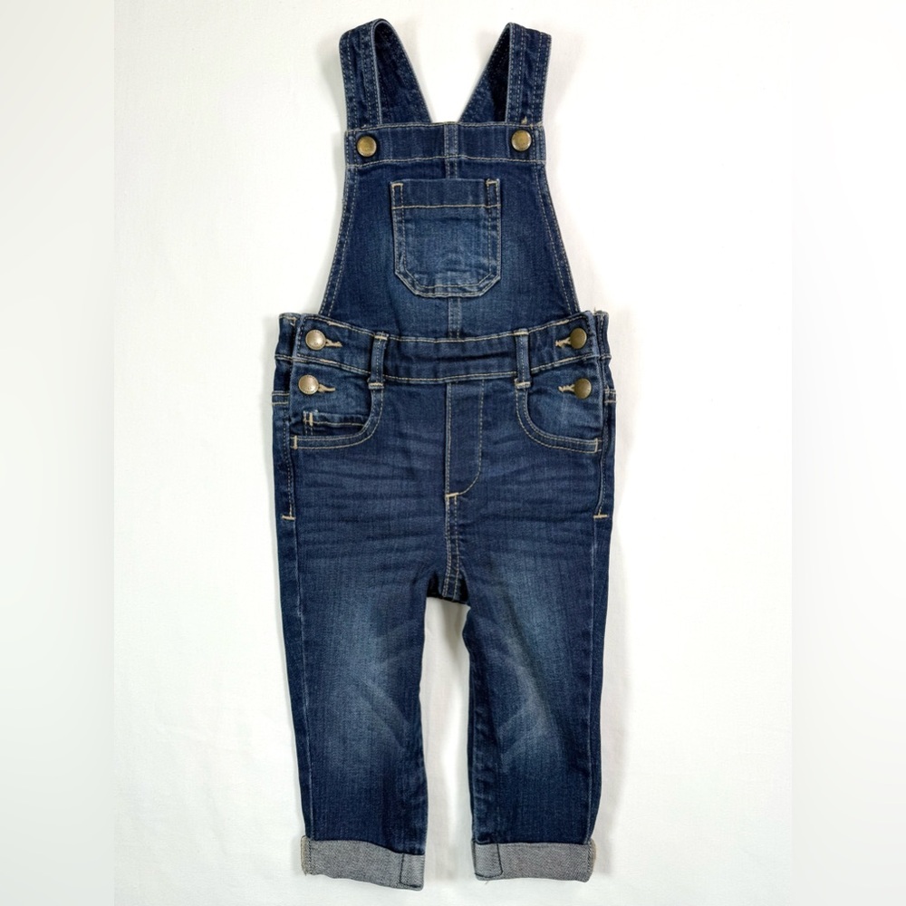 OLD NAVY Baby Boy Girl Denim Overalls Dark Wash 18-24m Classic Vintage Inspired